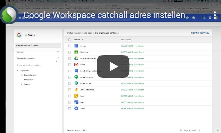 Google Workspace catchall adres aanmaken bij Peppix