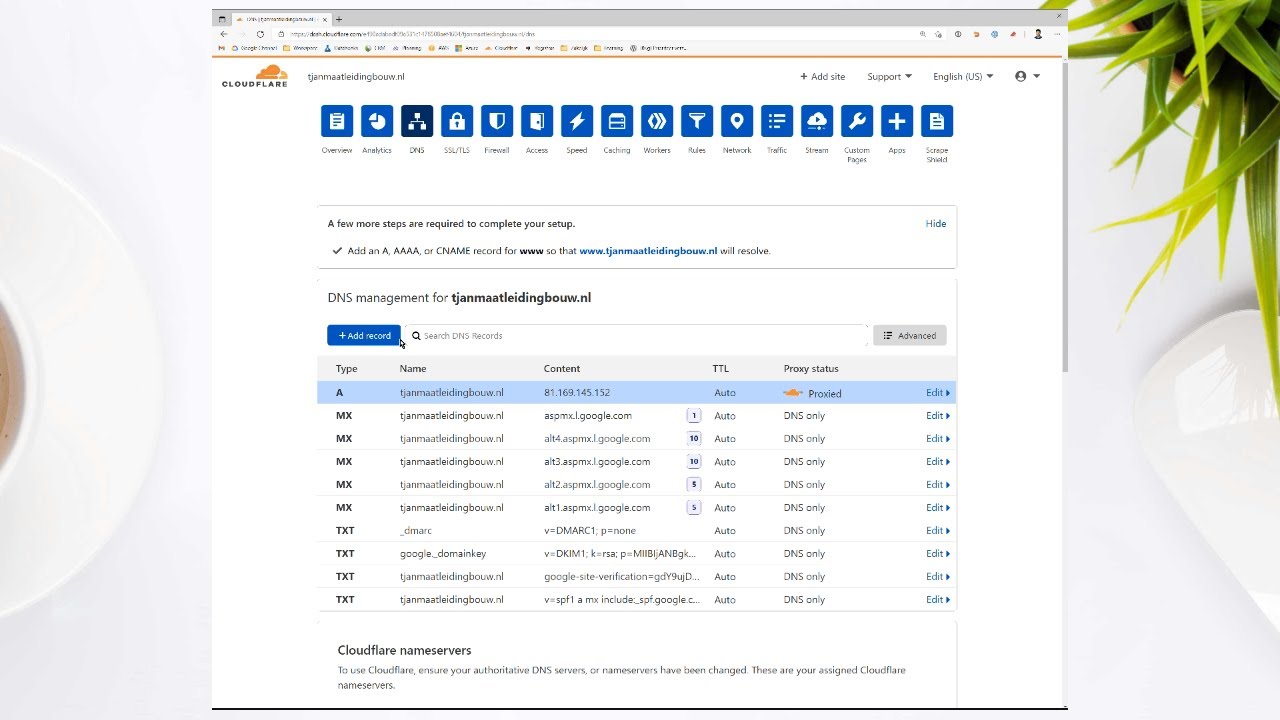 DNS beheer via Cloudflare: records toevoegen/wijzigen/verwijderen bij Peppix