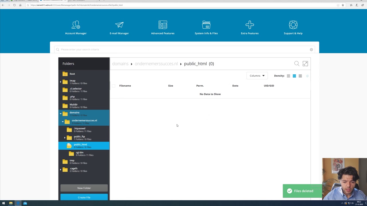 DirectAdmin file manager gebruiken bij Peppix