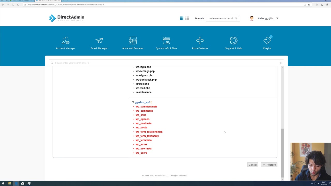 DirectAdmin Installatron back-up maken bij Peppix