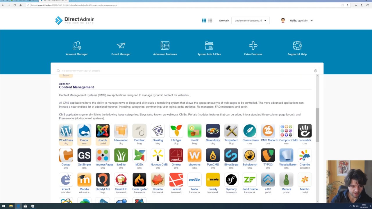 DirectAdmin Installatron WordPress installeren bij Peppix