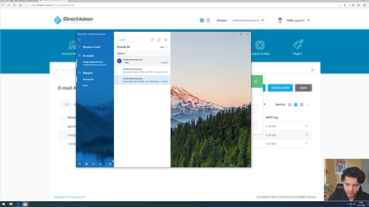 DirectAdmin mailaccount instellen Windows Mail bij Peppix