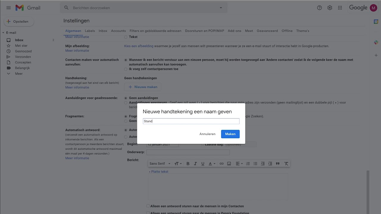 Gmail mailhandtekening toevoegen bij Peppix