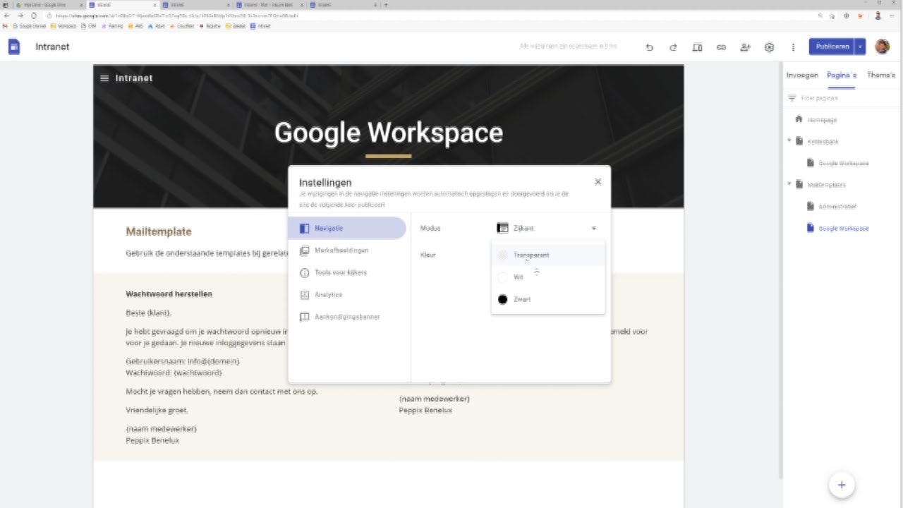 Google Sites intranet bouwen in 5 minuten bij Peppix