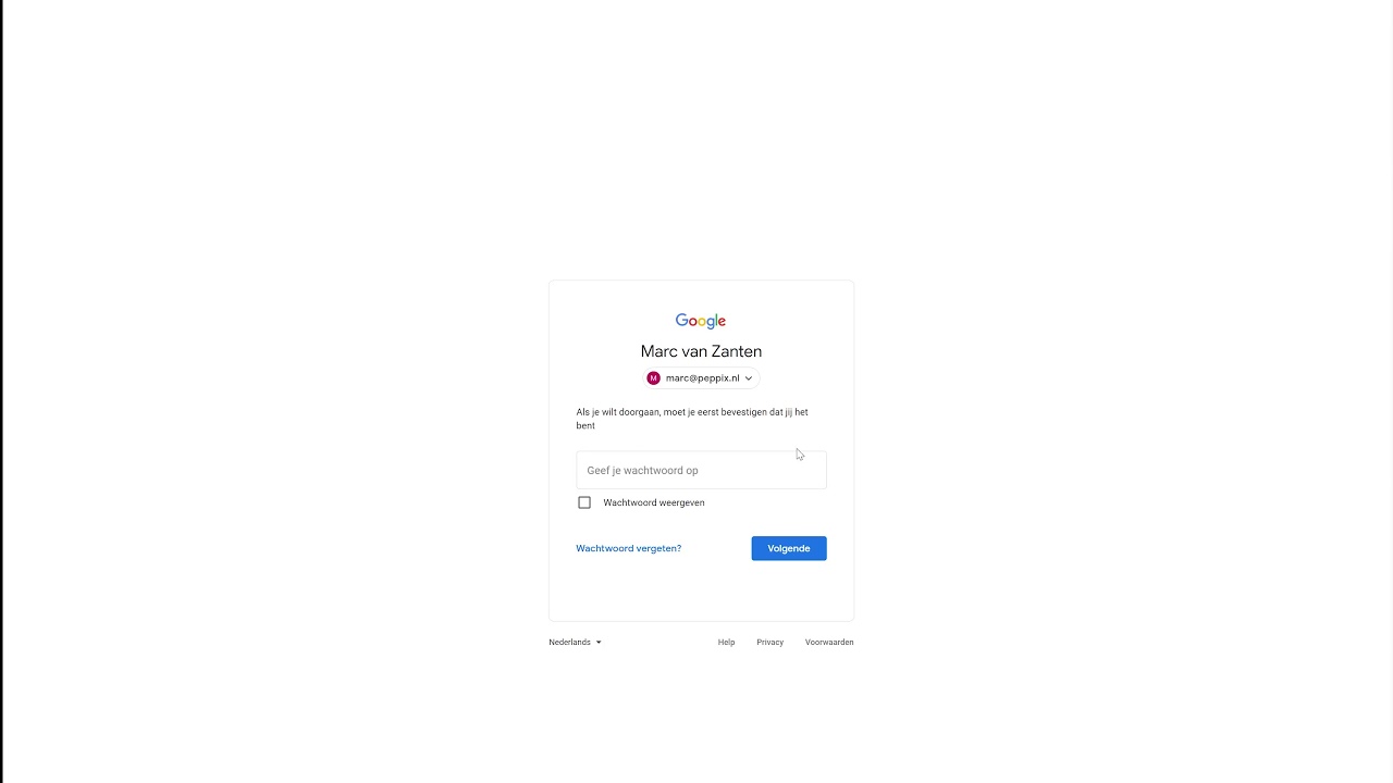 Google account wachtwoord veranderen bij Peppix