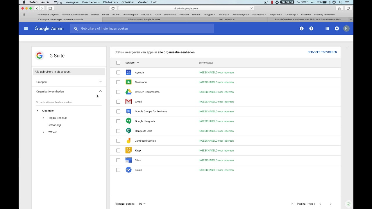 Google Beheerdersconsole e-mail doorstuurregel instellen bij Peppix