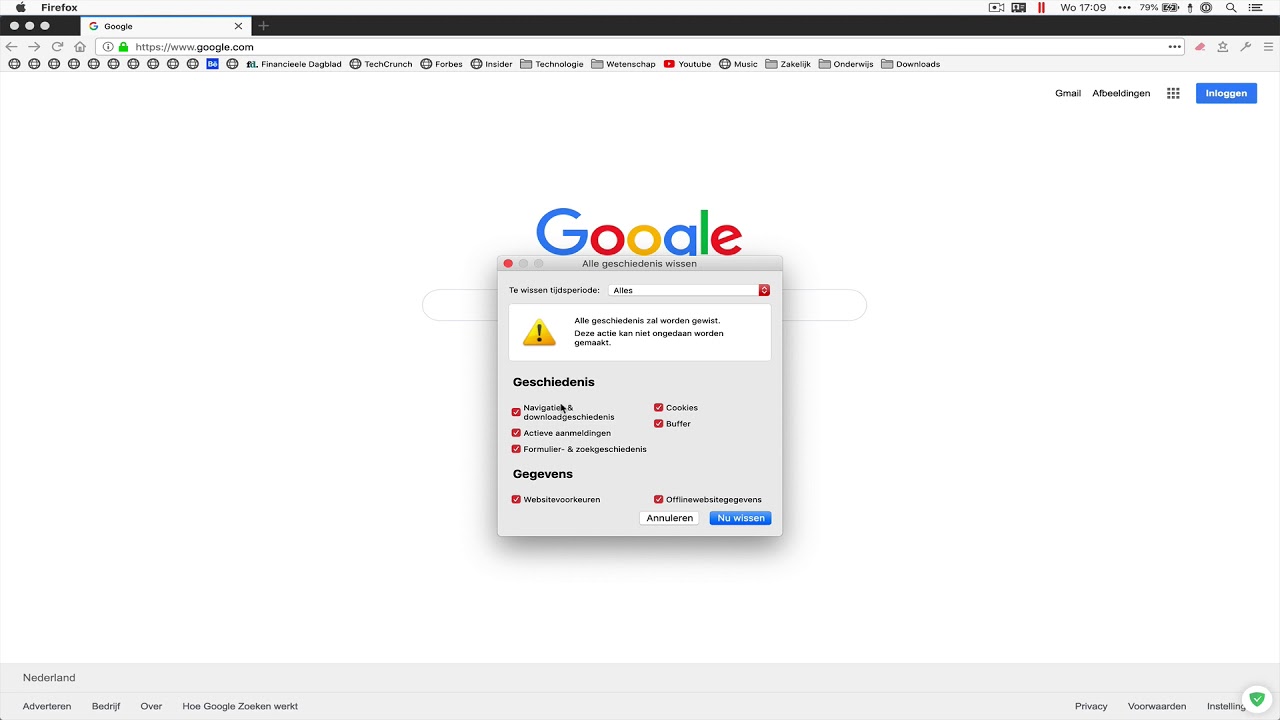 MacOS Firefox browserdata wissen bij Peppix
