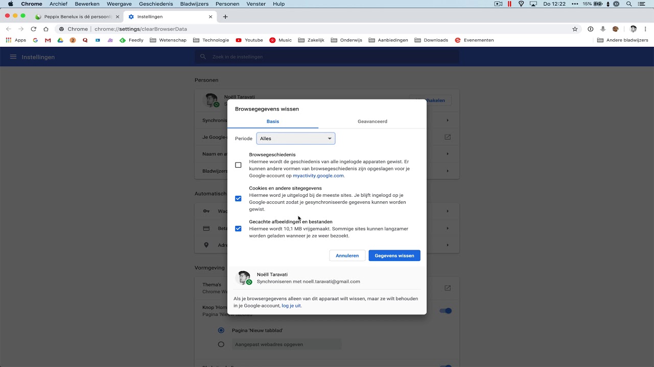 MacOS Google Chrome browserdata wissen bij Peppix