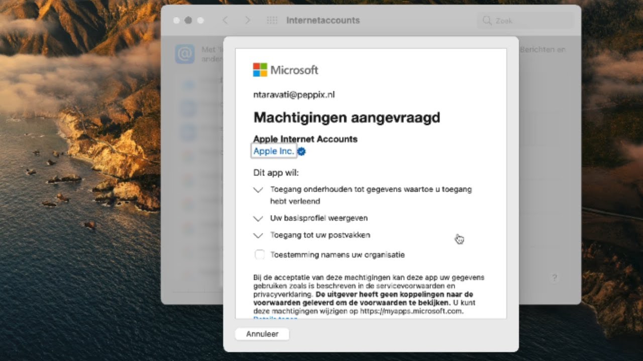 Office 365 koppelen met MacOS Mail, Agenda en Contacten bij Peppix