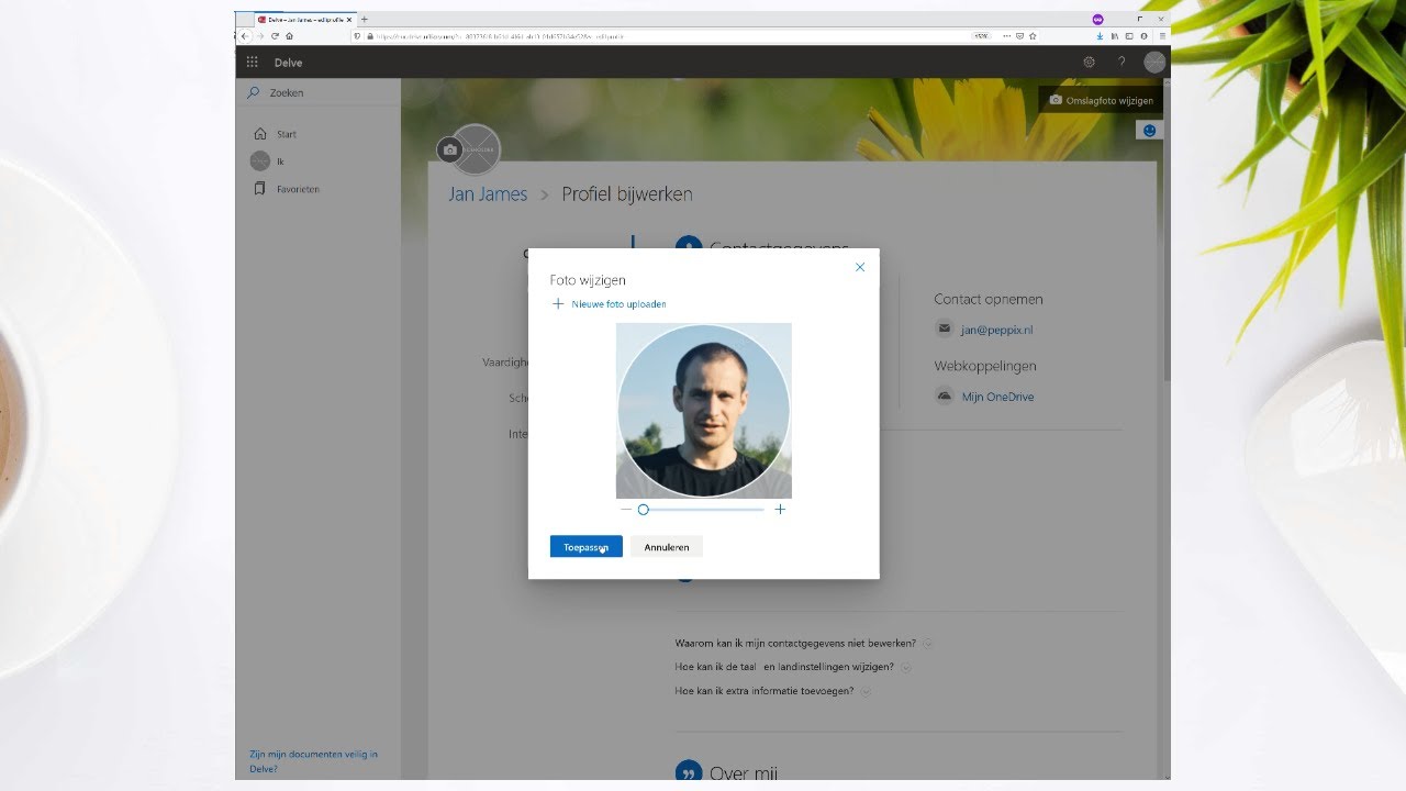 Office 365 profielfoto aanpassen bij Peppix
