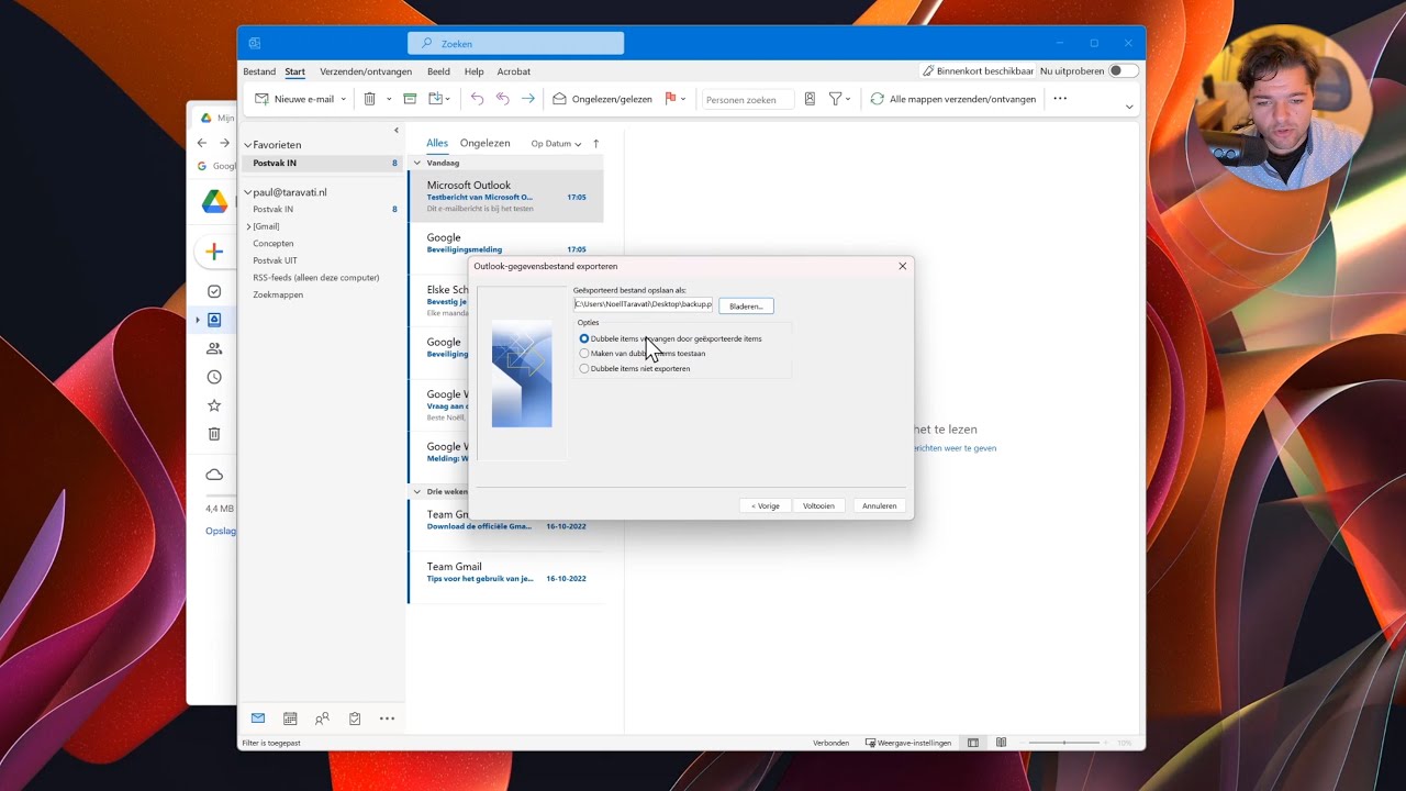 Outlook .PST exporteren bij Peppix