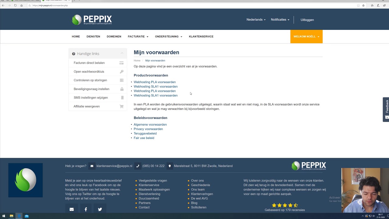 Waar vind ik mijn productvoorwaarden? bij Peppix