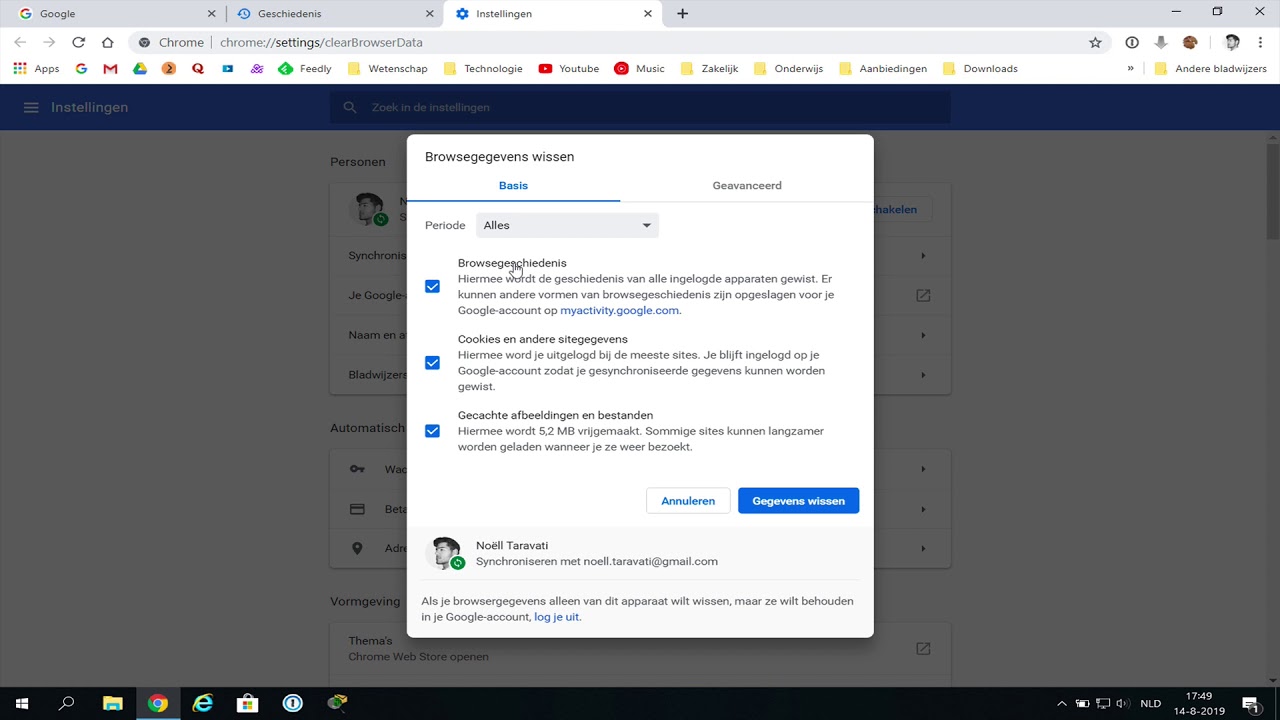Windows Google Chrome browserdata wissen bij Peppix