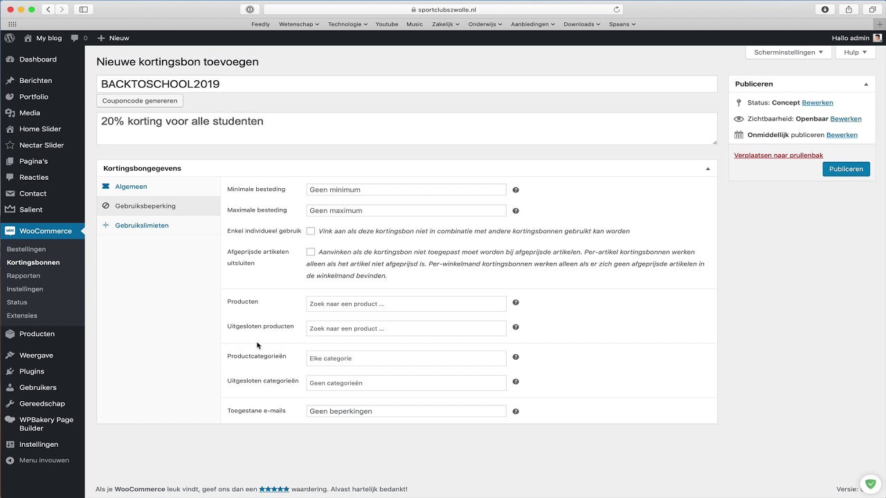 WooCommerce kortingscode toevoegen bij Peppix