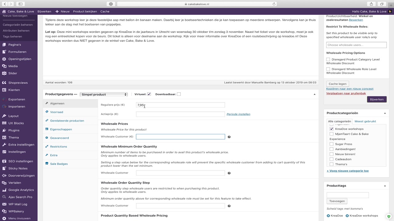 WooCommerce Wholesale Suite prijs toevoegen bij Peppix