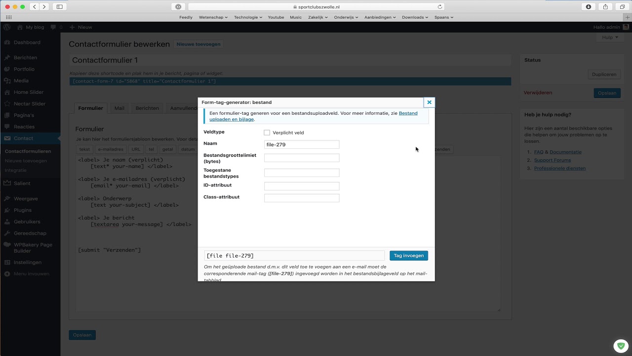 WordPress Contact Form 7 contactformulier maken bij Peppix
